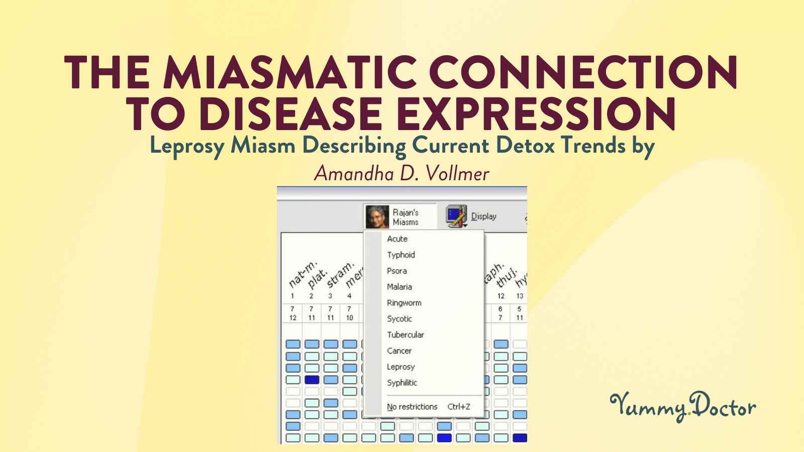 Yummy Doctor Holistic Health Education - Blog - MIASMATIC CONNECTION Yummy Doctor Holistic Health Education - Blog - MIASMATIC CONNECTION